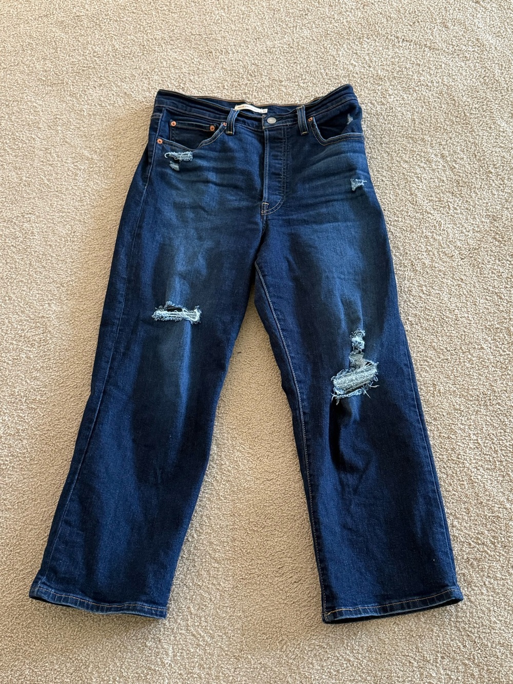 Levi’s Ribcage High Rise Straight Ankle Distressed Jeans Women’s Size 30